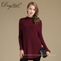 Long Sleeves Loose Cashmere Pure Wine Red Girls Suéteres de punto